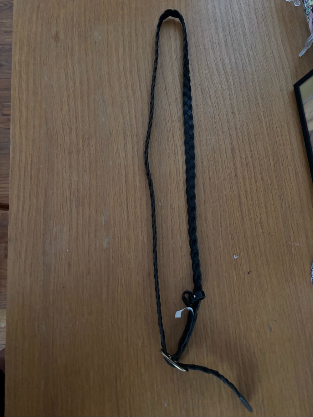 Braided Black Leather Belt